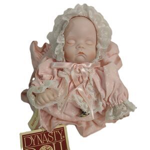 Vtg Dynasty Doll Baby Dara Musical Porcelain Bisque Sleeping Baby Doll